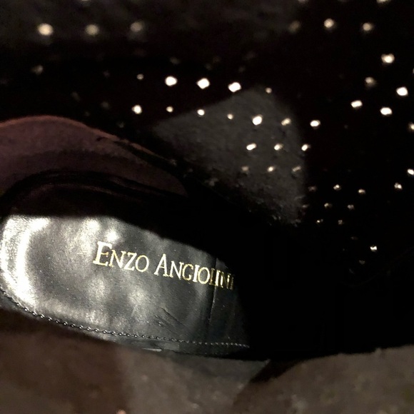 Enzo‎ Angiolini Gettup Laser Cut Black Leather Suede Ankle Heel Boots 7 - Picture 7 of 10